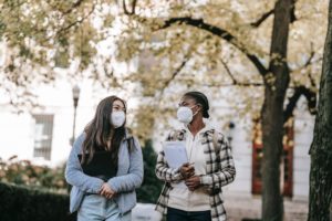 Masked Students Returning to Campus